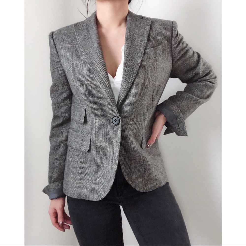 Max Studio • brown plaid structure blazer